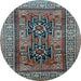 Round Persian Light Blue Traditional Rug, tr620lblu