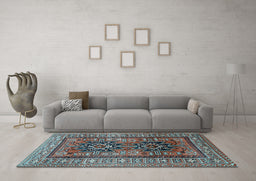 Machine Washable Persian Light Blue Traditional Rug in a Living Room, wshtr620lblu