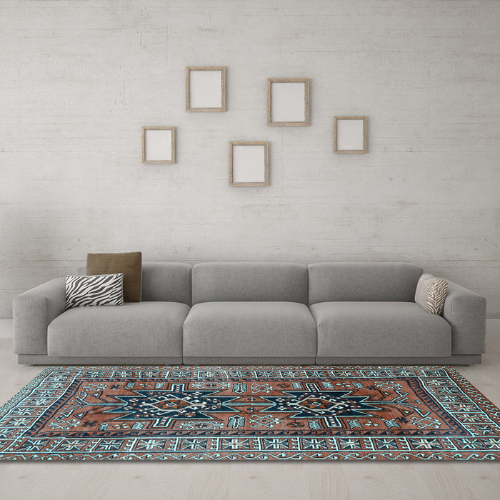 Machine Washable Persian Light Blue Traditional Rug in a Living Room, wshtr620lblu