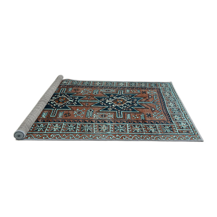Sideview of Machine Washable Persian Light Blue Traditional Rug, wshtr620lblu
