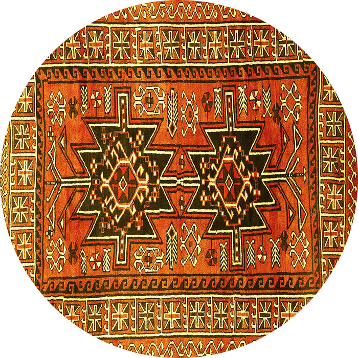 Round Persian Yellow Traditional Rug, tr620yw