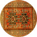 Round Persian Yellow Traditional Rug, tr620yw