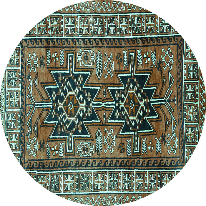 Round Machine Washable Persian Turquoise Traditional Area Rugs, wshtr620turq