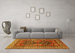 Machine Washable Persian Yellow Traditional Rug in a Living Room, wshtr620yw
