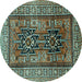 Round Persian Turquoise Traditional Rug, tr620turq