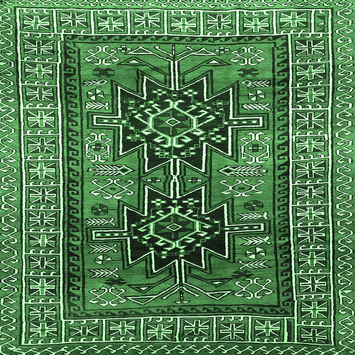 Square Machine Washable Persian Emerald Green Traditional Area Rugs, wshtr620emgrn