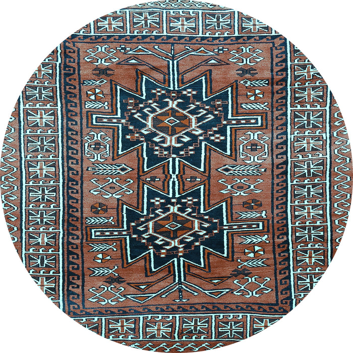Round Machine Washable Persian Light Blue Traditional Rug, wshtr620lblu