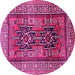 Round Machine Washable Persian Pink Traditional Rug, wshtr620pnk