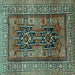 Square Persian Turquoise Traditional Rug, tr620turq