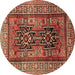 Round Machine Washable Persian Brown Traditional Rug, wshtr620brn