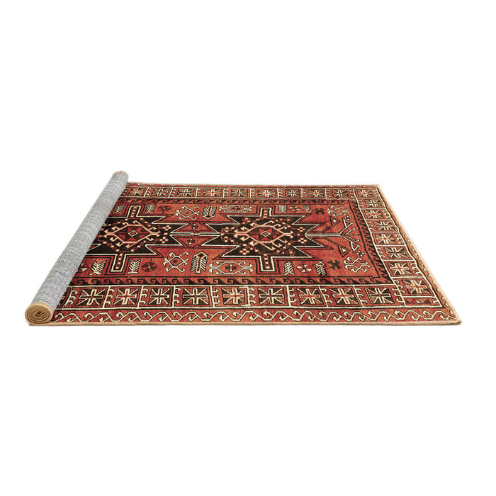 Sideview of Machine Washable Persian Brown Traditional Rug, wshtr620brn