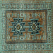 Square Machine Washable Persian Turquoise Traditional Area Rugs, wshtr620turq