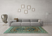 Machine Washable Persian Turquoise Traditional Area Rugs in a Living Room,, wshtr620turq
