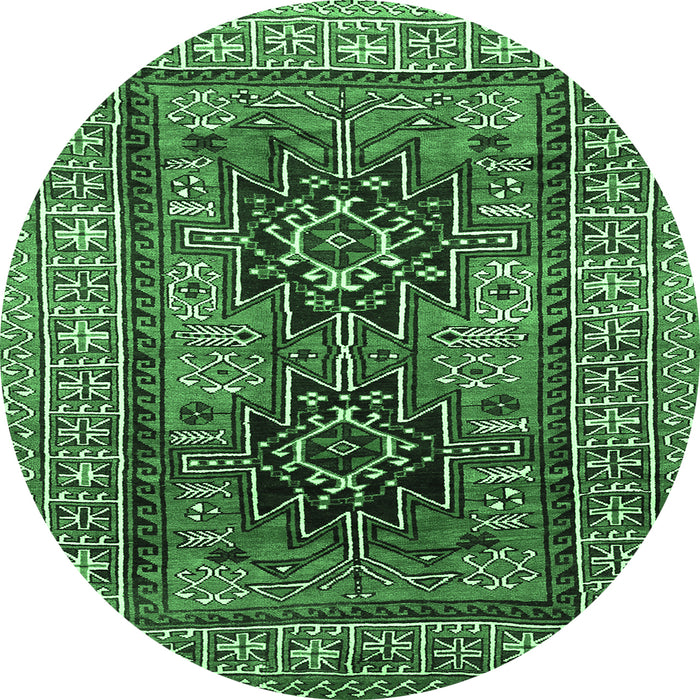 Round Persian Emerald Green Traditional Rug, tr620emgrn