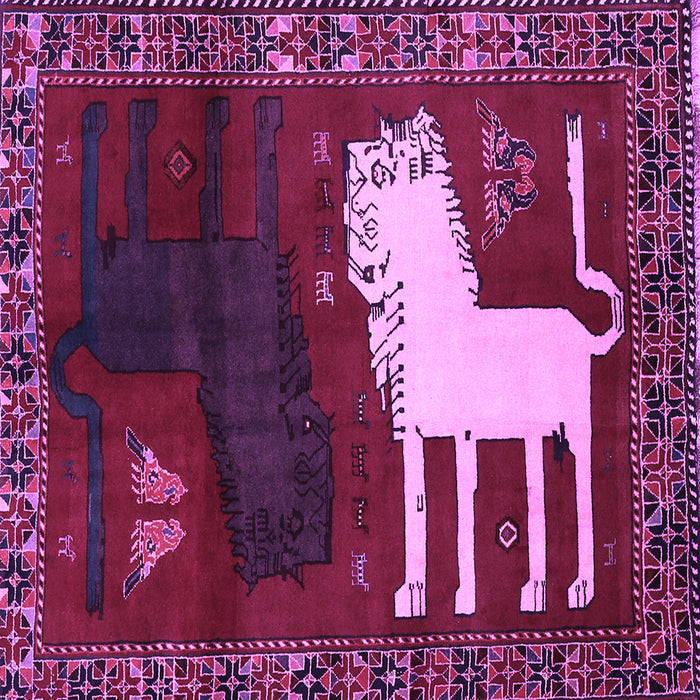 Square Machine Washable Animal Purple Traditional Area Rugs, wshtr621pur