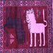 Square Machine Washable Animal Purple Traditional Area Rugs, wshtr621pur