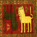 Square Animal Yellow Traditional Rug, tr621yw