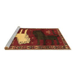 Sideview of Machine Washable Animal Brown Traditional Rug, wshtr621brn