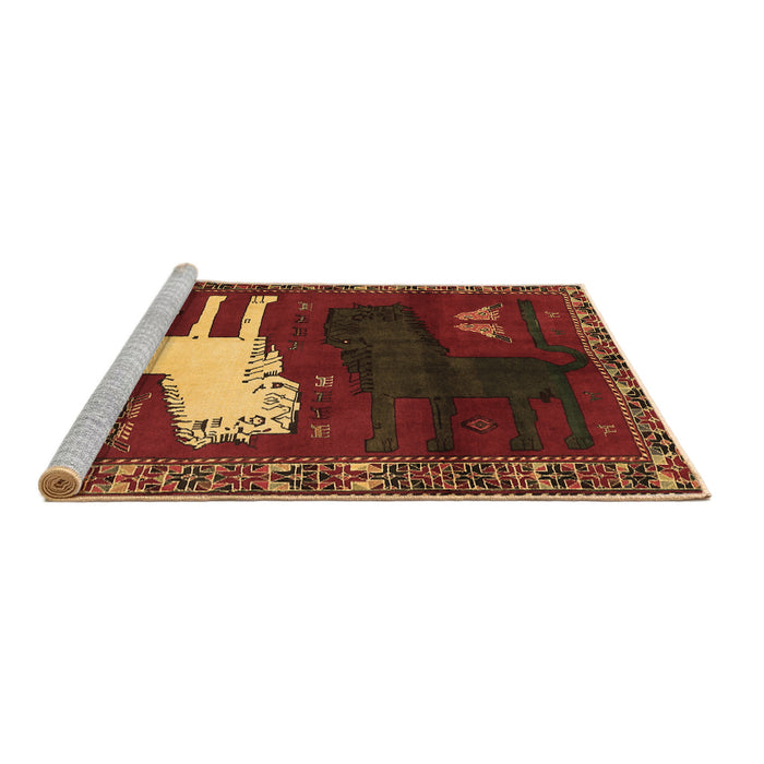 Sideview of Machine Washable Animal Brown Traditional Rug, wshtr621brn