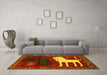 Machine Washable Animal Yellow Traditional Rug in a Living Room, wshtr621yw