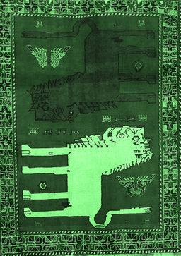 Animal Emerald Green Traditional Rug, tr621emgrn