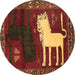 Round Animal Brown Traditional Rug, tr621brn