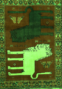 Animal Green Traditional Rug, tr621grn