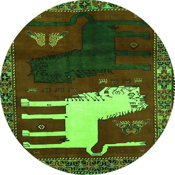 Square Animal Green Traditional Rug, tr621grn