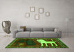 Machine Washable Animal Green Traditional Area Rugs in a Living Room,, wshtr621grn
