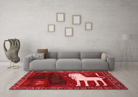 Machine Washable Animal Red Traditional Rug, wshtr621red