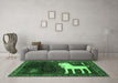 Machine Washable Animal Emerald Green Traditional Area Rugs in a Living Room,, wshtr621emgrn