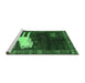 Sideview of Machine Washable Animal Emerald Green Traditional Area Rugs, wshtr621emgrn