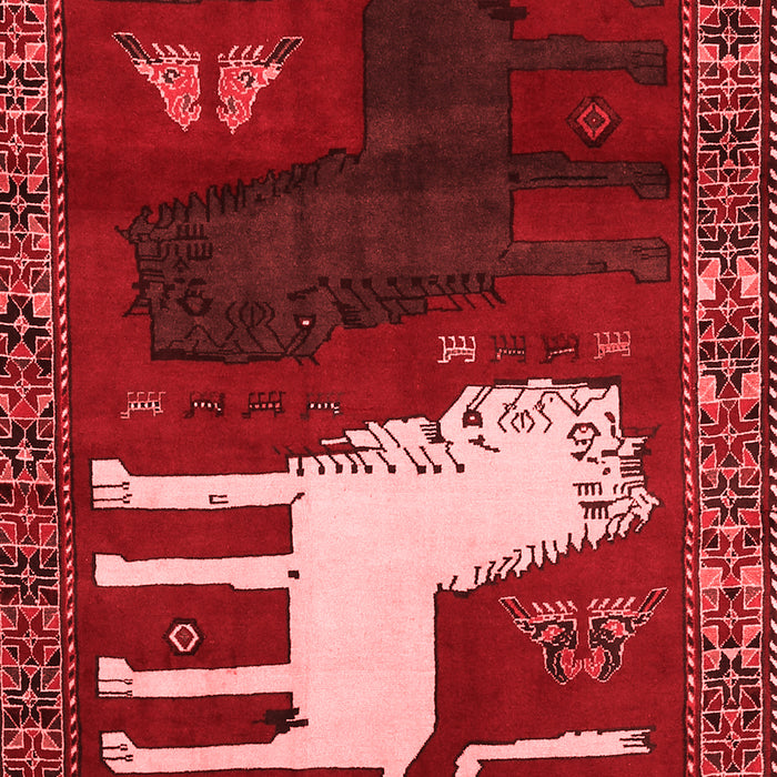 Machine Washable Animal Red Traditional Rug, wshtr621red