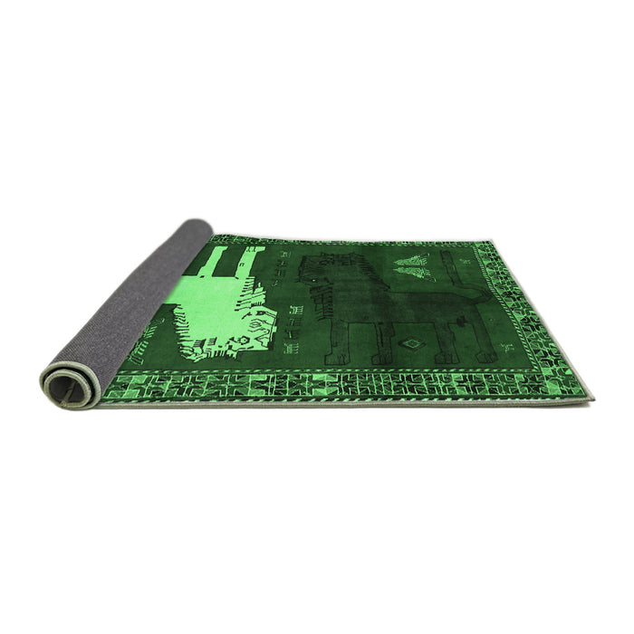 Sideview of Animal Emerald Green Traditional Rug, tr621emgrn