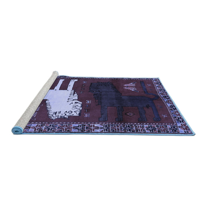 Sideview of Machine Washable Animal Blue Traditional Rug, wshtr621blu