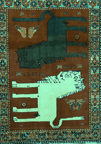 Animal Turquoise Traditional Rug, tr621turq