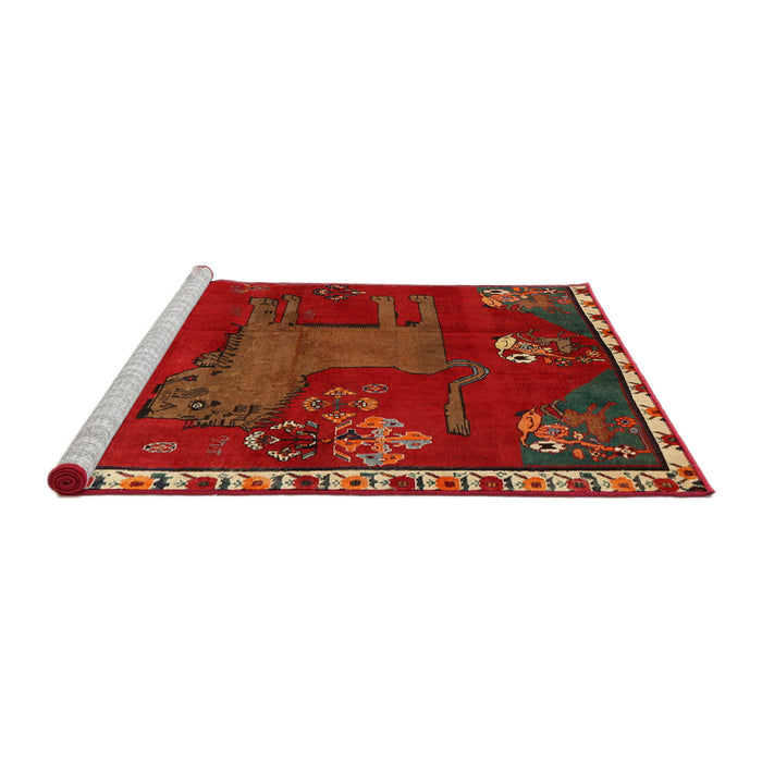 Sideview of Machine Washable Traditional Red Rug, wshtr622