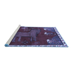 Sideview of Machine Washable Animal Blue Traditional Rug, wshtr622blu