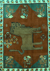 Animal Turquoise Traditional Rug, tr622turq