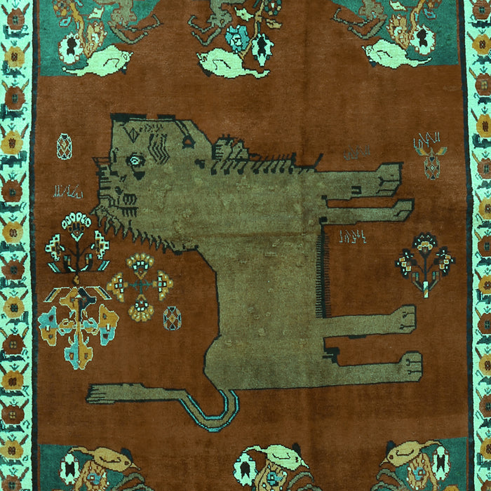 Animal Turquoise Traditional Rug, tr622turq