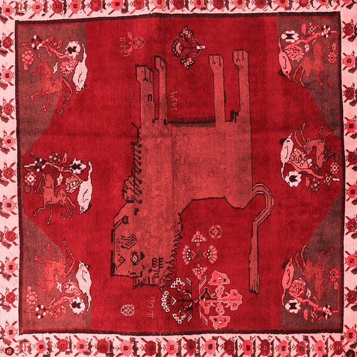 Machine Washable Animal Red Traditional Rug, wshtr622red