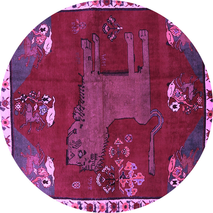 Round Animal Purple Traditional Rug, tr622pur