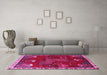 Machine Washable Animal Pink Traditional Rug in a Living Room, wshtr622pnk