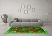 Machine Washable Animal Green Traditional Area Rugs in a Living Room,, wshtr622grn