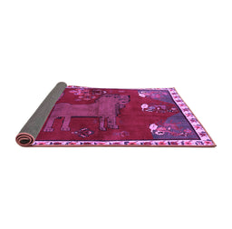 Sideview of Animal Purple Traditional Rug, tr622pur