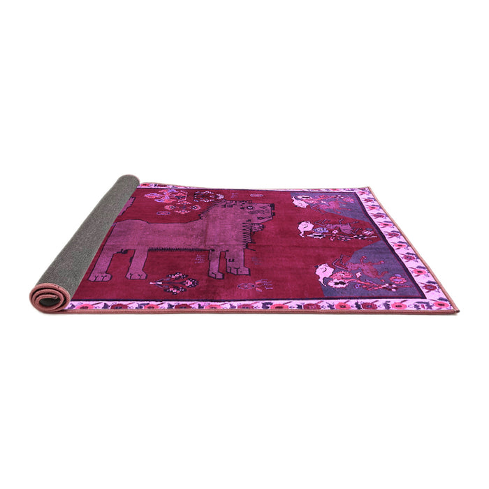 Sideview of Animal Purple Traditional Rug, tr622pur