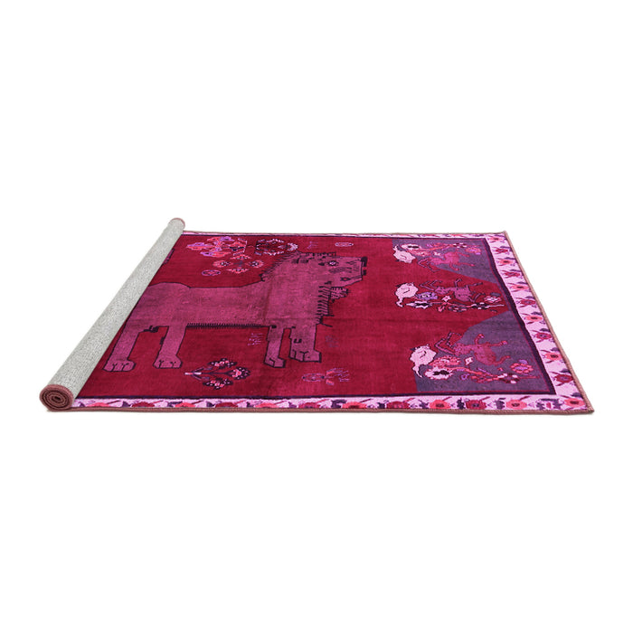 Sideview of Machine Washable Animal Pink Traditional Rug, wshtr622pnk