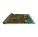 Sideview of Animal Turquoise Traditional Rug, tr622turq