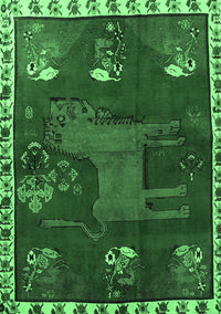 Animal Emerald Green Traditional Rug, tr622emgrn