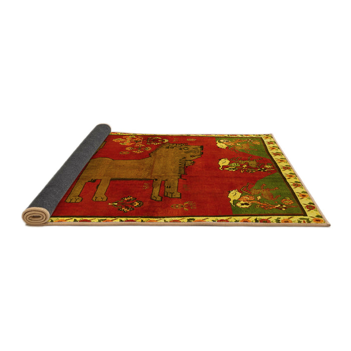 Sideview of Animal Yellow Traditional Rug, tr622yw